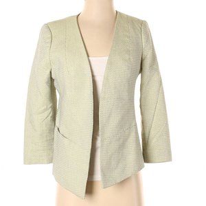 The Limited Green and Ivory Tweed 3/4 Sleeve Blazer Suit Jacket